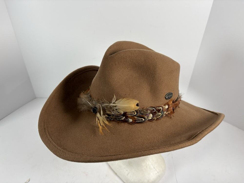 Toby Keith by Scala Cowboy Hat S/M 100% Wool Brown Felt Feather Western USA